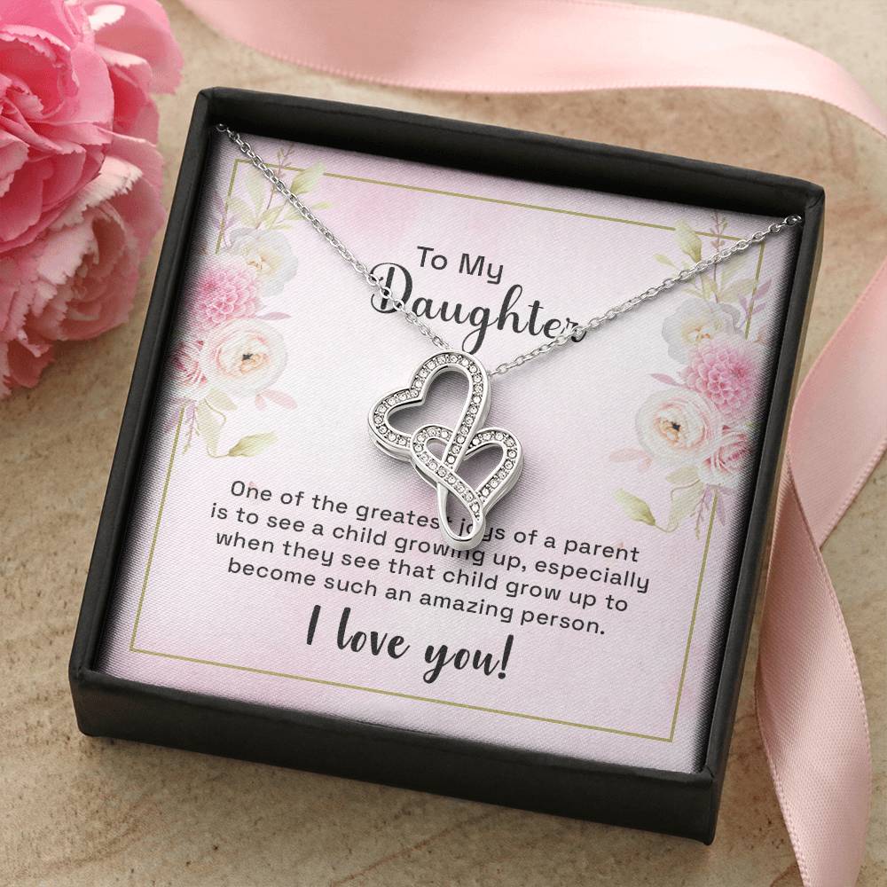 To My Daughter Necklace 1 Double Hearts Necklace