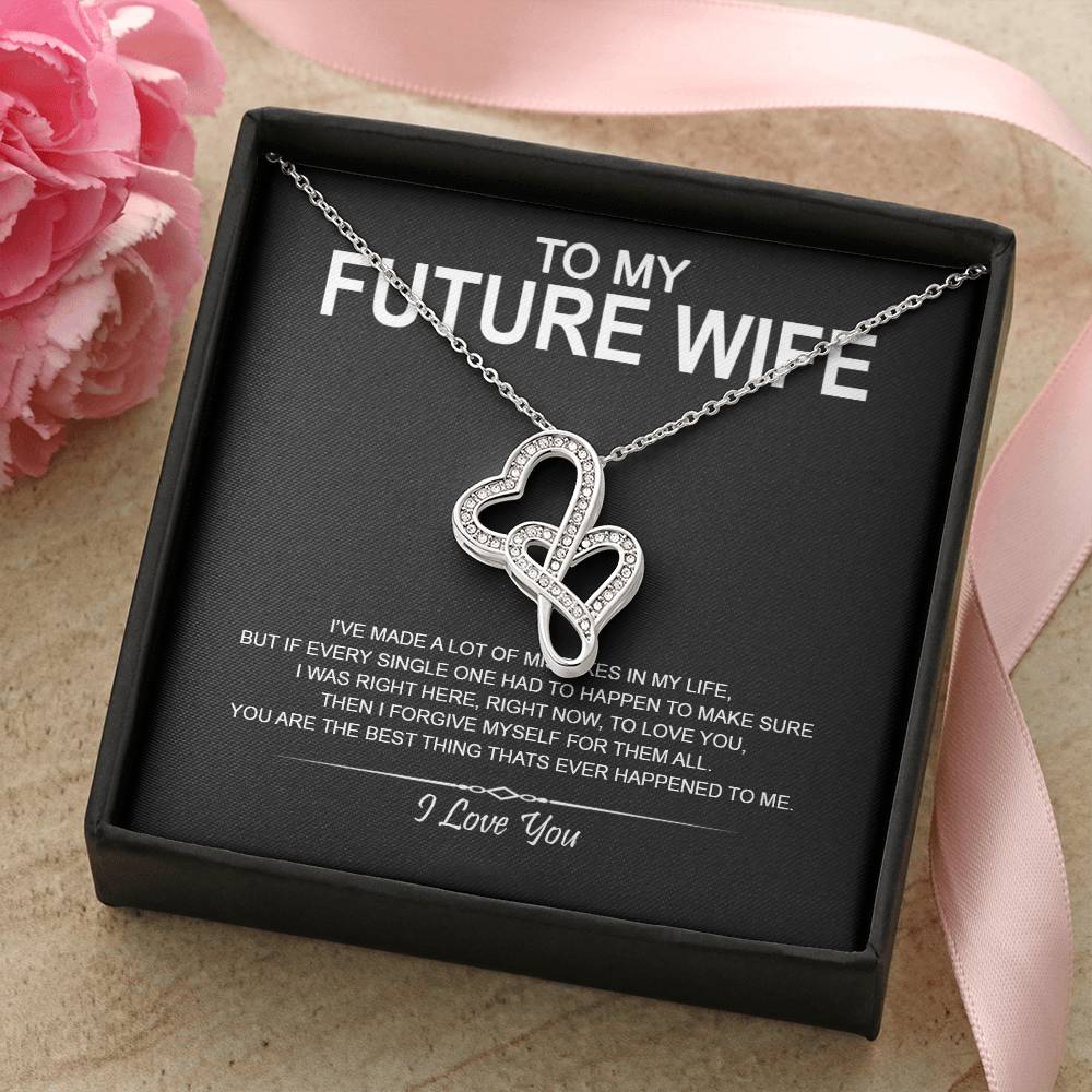 To My Future Wife - I Love You Message - Tmfw15 Double Hearts Necklace