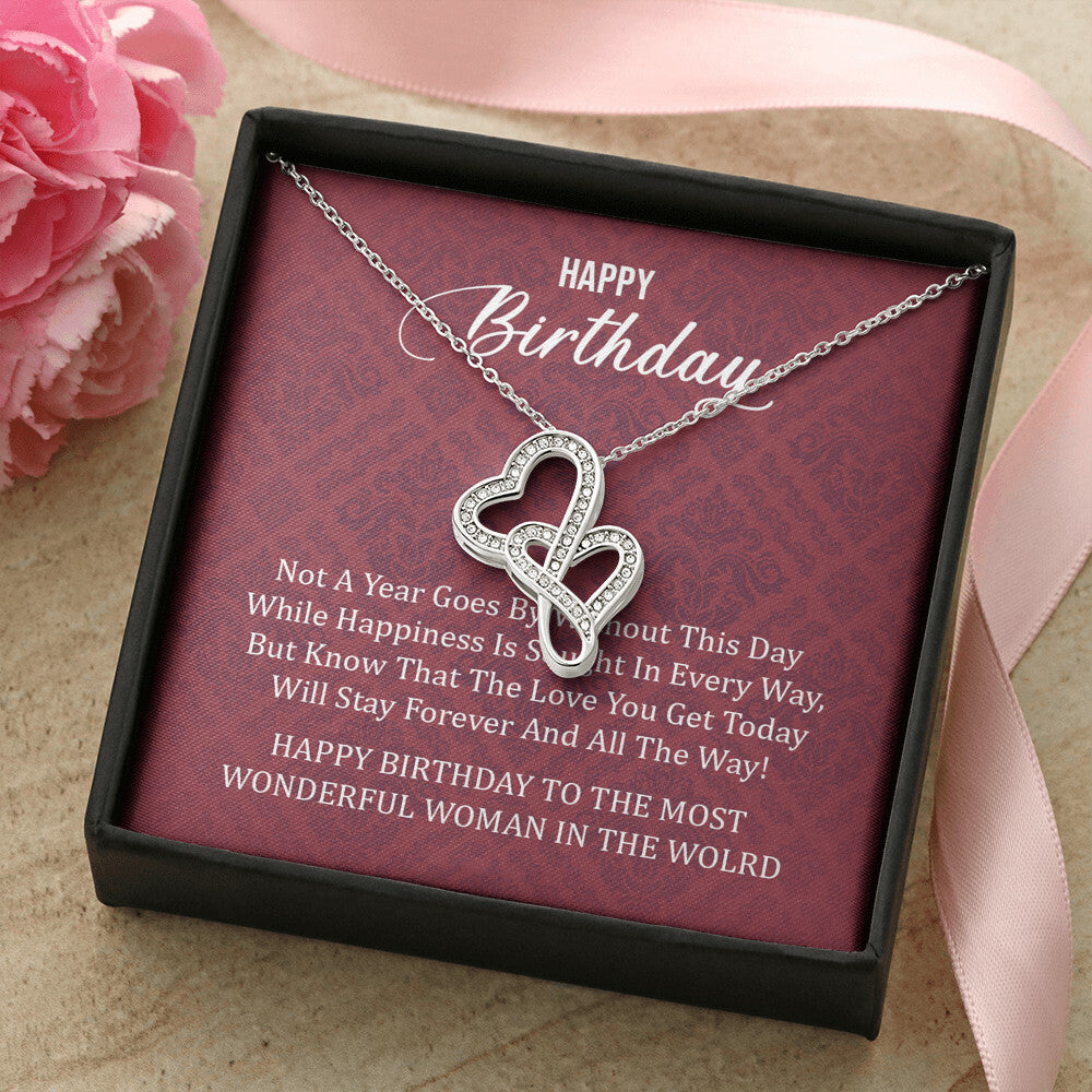 Happy Birthday To The Most Wonderful Woman In The World 1 Double Hearts Necklace