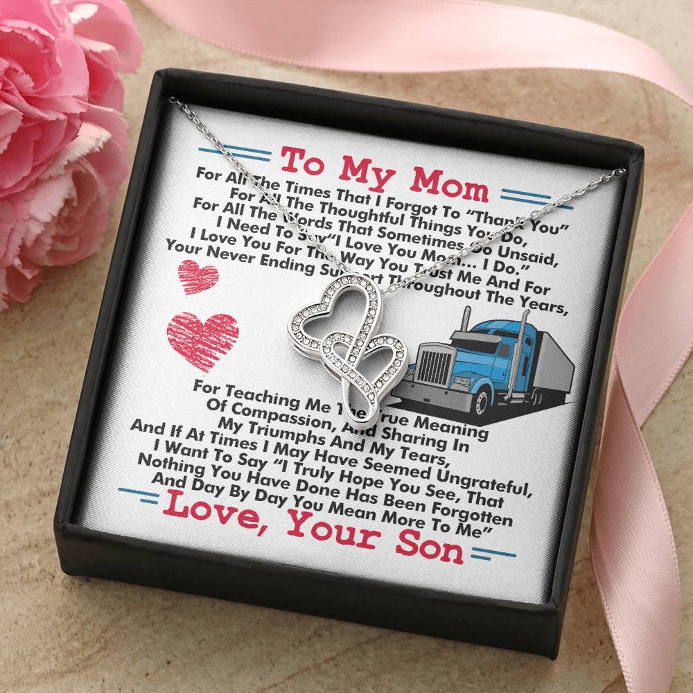 Trucker's Mom - Double Hearts Necklace