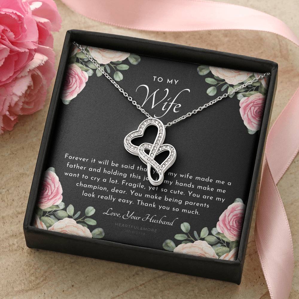 Postpartum Gift For Wife Gift For Wife Post Pregnancy Becoming A Mother Gift Gift For Wife Birth Wife After Pregnancy Double Hearts Necklace