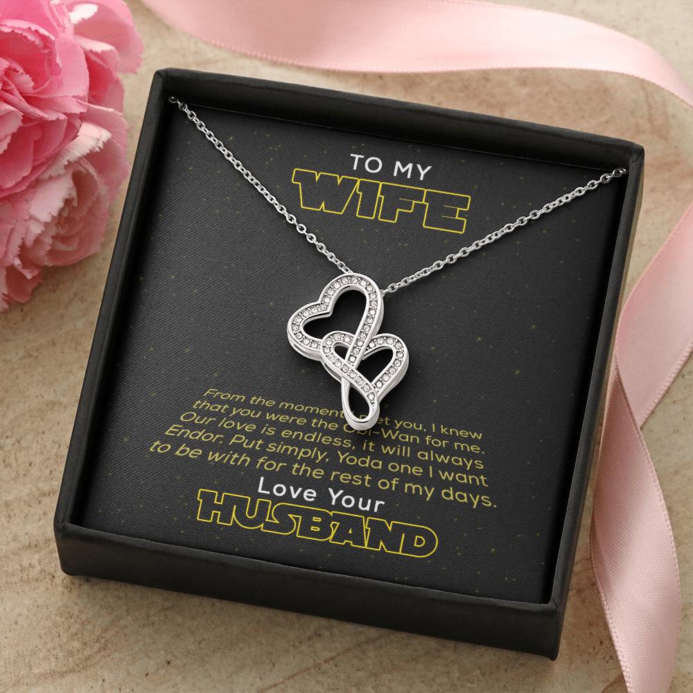 To My Wife Love Your Husband - To My Wife Necklace Anniversary Gift For Wife Gift For Wife Necklace For Wife Birthday Double Hearts Necklace