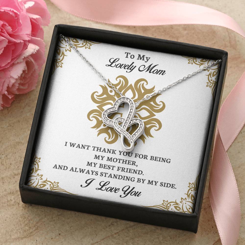 To My Mom - I Want Thank You - Double Hearts Necklace