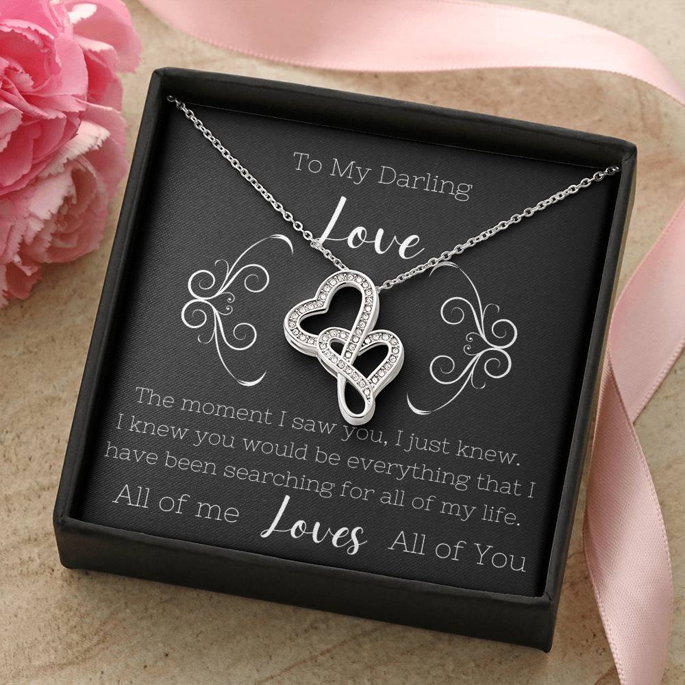 To My Darling Love -Anniversary Gift For Wife Wedding Gift For Fiancee Birthday Gift Necklace For Wife Gift For Partne Double Hearts Necklace