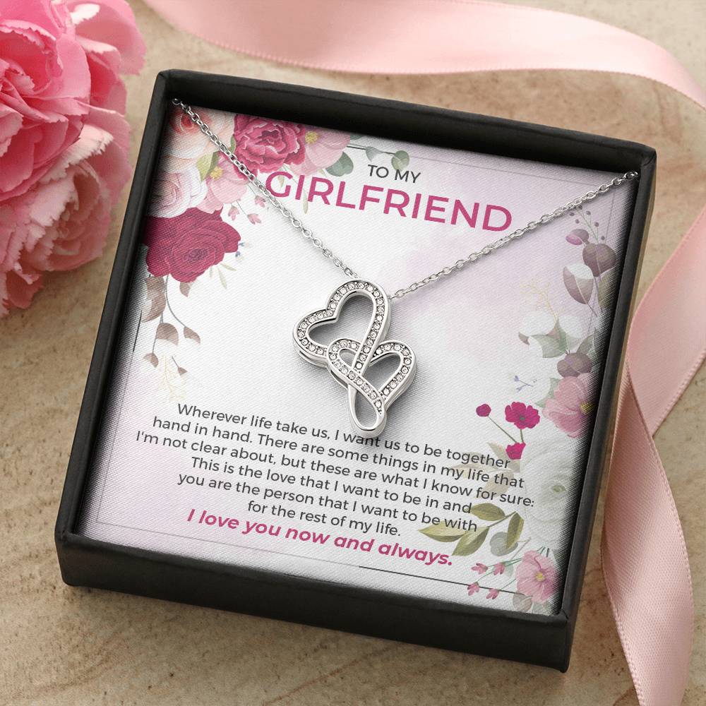 To My Girlfriend Double Hearts Necklace