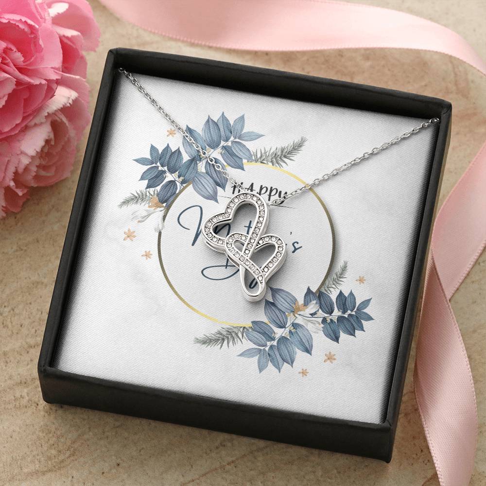 Mother's Day Message Card With Necklace Gift Double Hearts Necklace