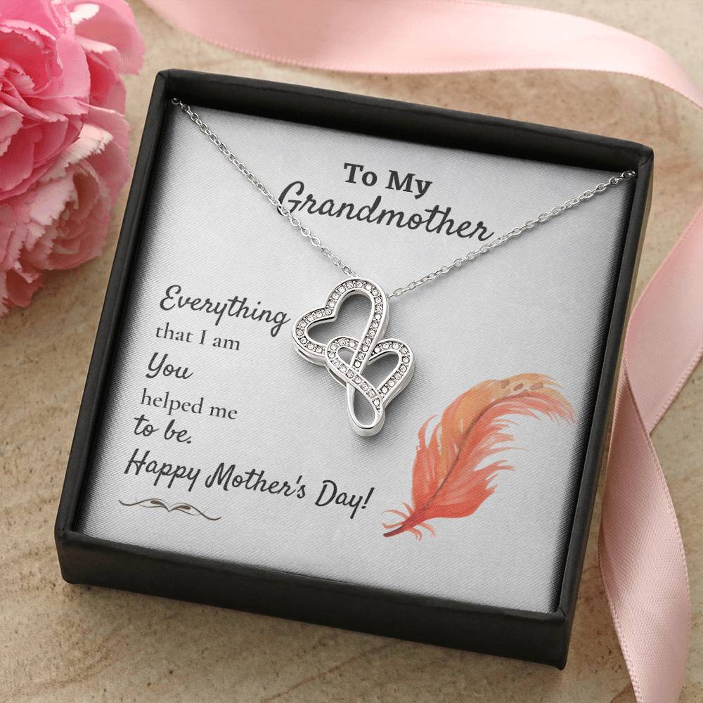 To My Grandmother - Everything That I Am Double Hearts Necklace