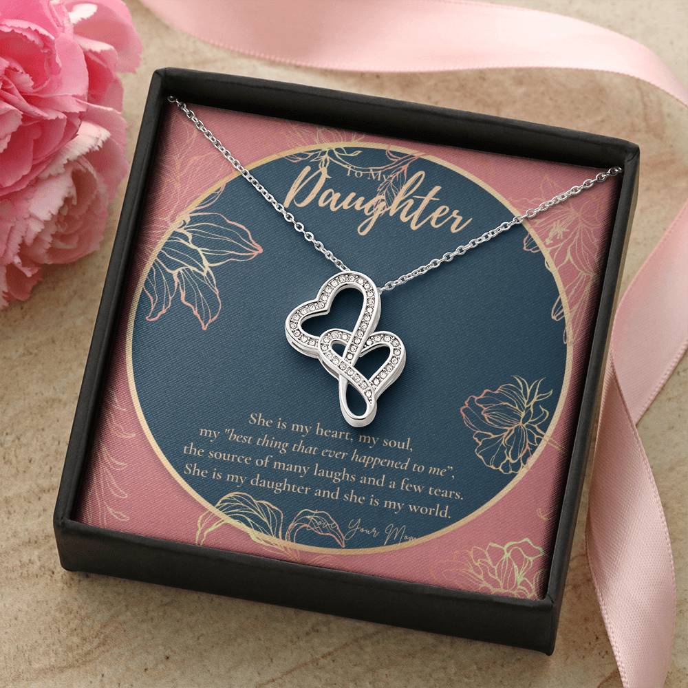To Daughter From Dad 2 Double Heart Necklace Gift - Daughter Gift - To My Daughter Necklace From Mom - To My Daughter 1 Double Hearts Necklace