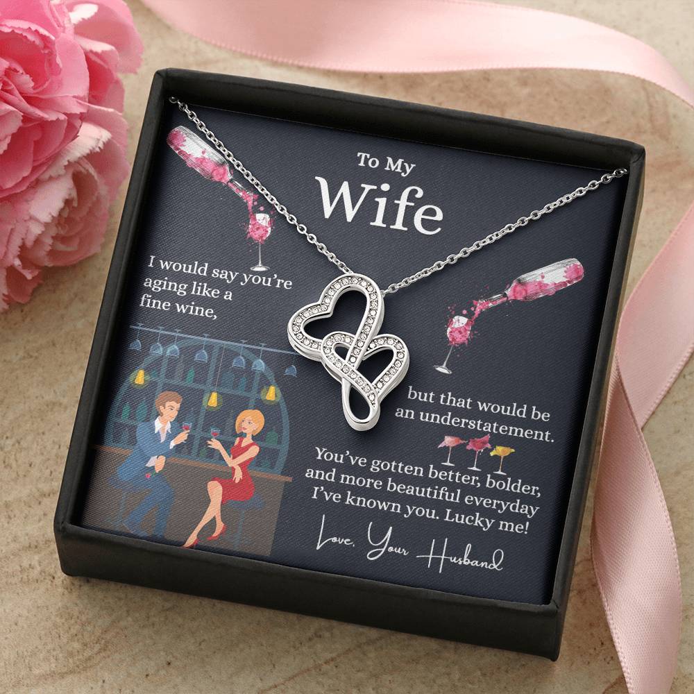 Husband To Wife - Love Knot Necklace For Gift Double Hearts Necklace