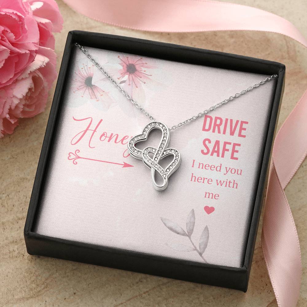 Hony Drive Safe I Need You Here With Me - Double Hearts Necklace