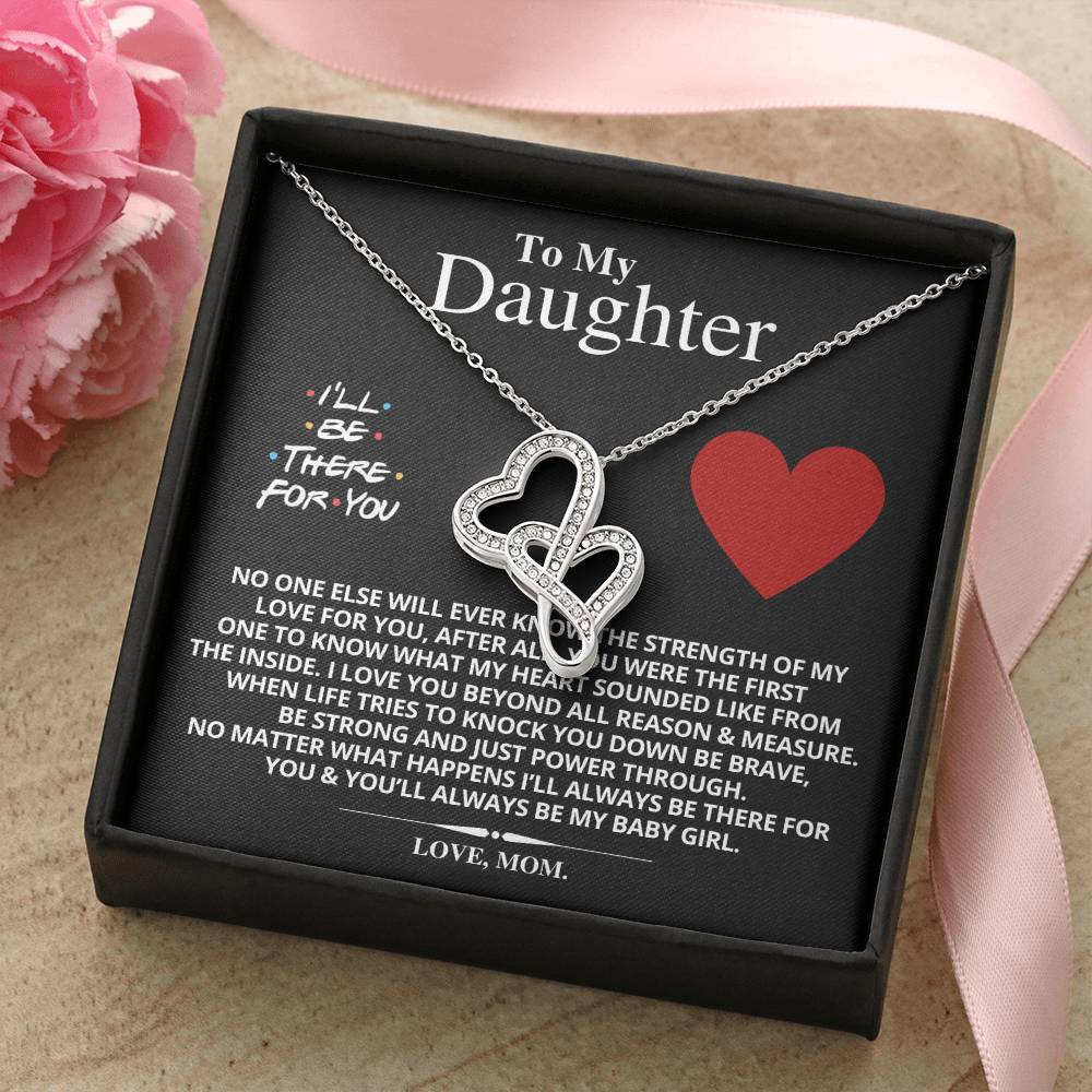 To My Daughter Necklace - Mom To Daughter Double Heart Necklace Gift - Mom And Daughter Always Remember Gift From Mom 4 Double Hearts Necklace