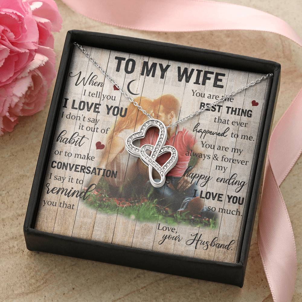 To My Wife Necklace Last Minute Birthday Gift Deep Love Messages For Wife Romantic Wife Gift Husband To Wife Necklace 1 Double Hearts Necklace