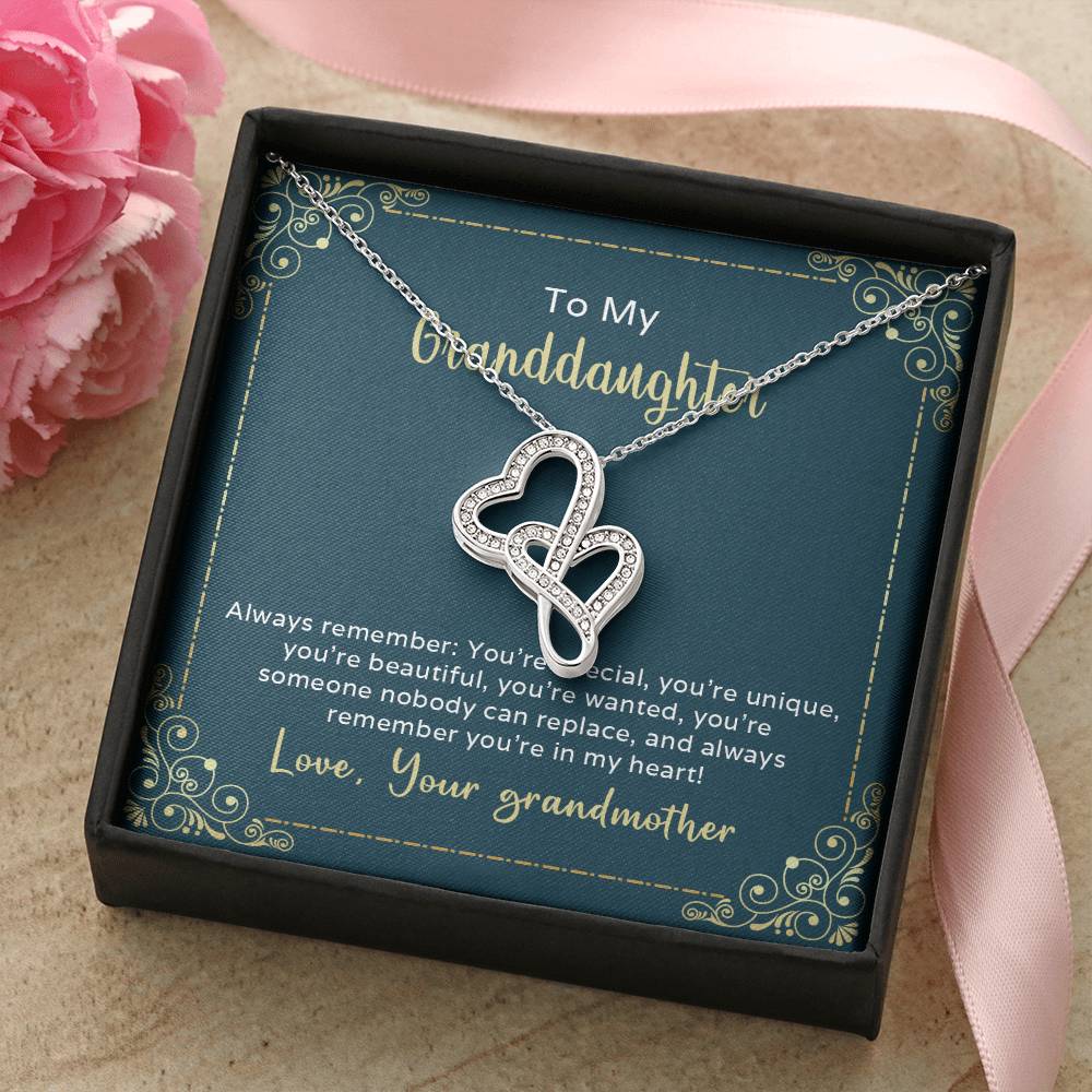 To My Granddaughter Always Remember You're Special Double Hearts Necklace