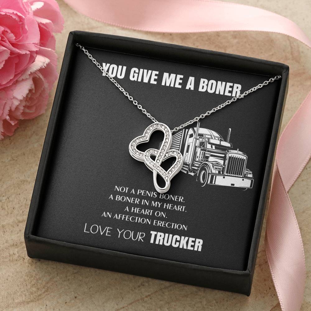 You Give Me A Heart Boner An Affection Erection Funny & Sarcastic Love For Her Mature Gag Gif Double Hearts Necklace