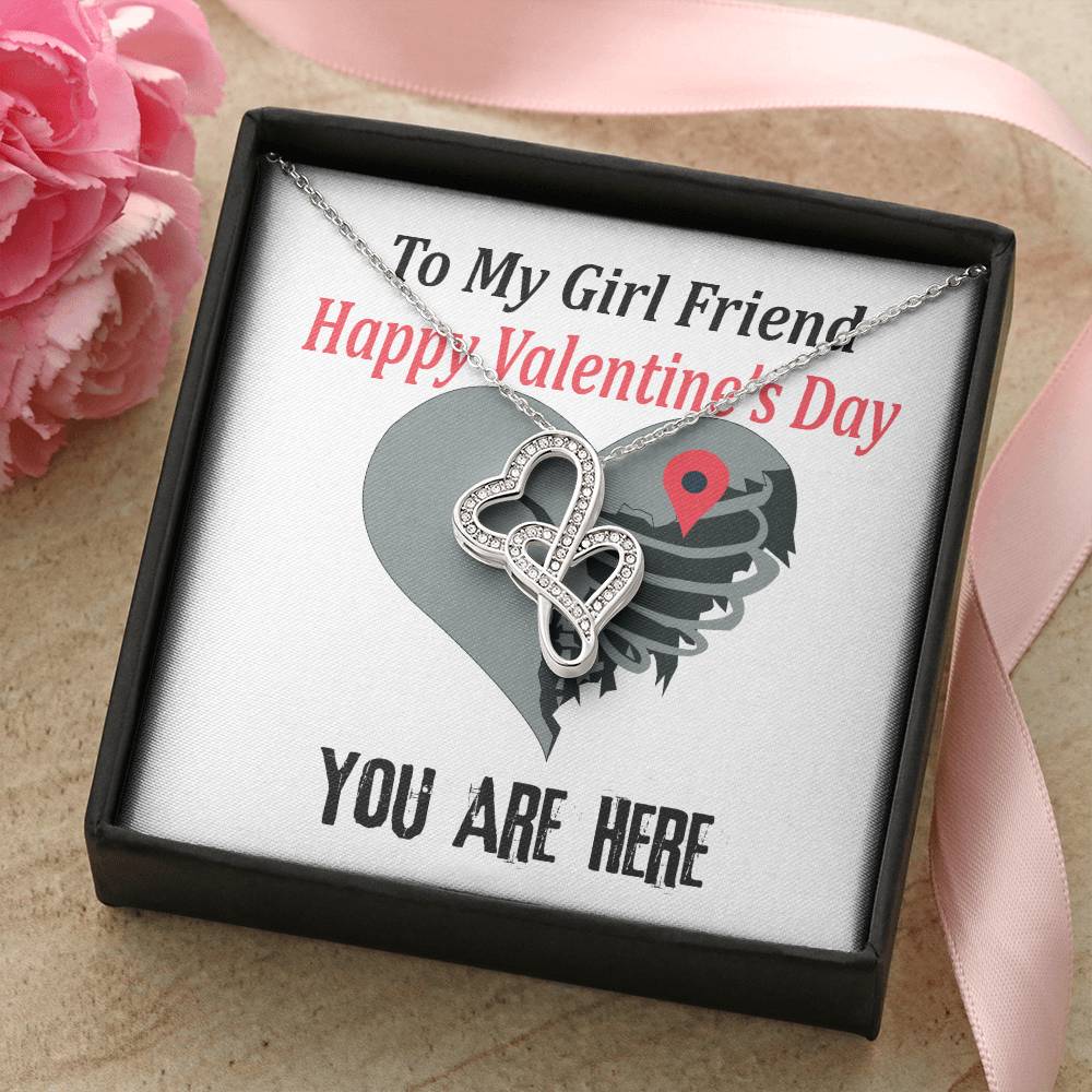 To My Girlfriend Necklace Valentine Gift With Romantic Message Card Sweetheart Gift For Wife Double Hearts Necklace