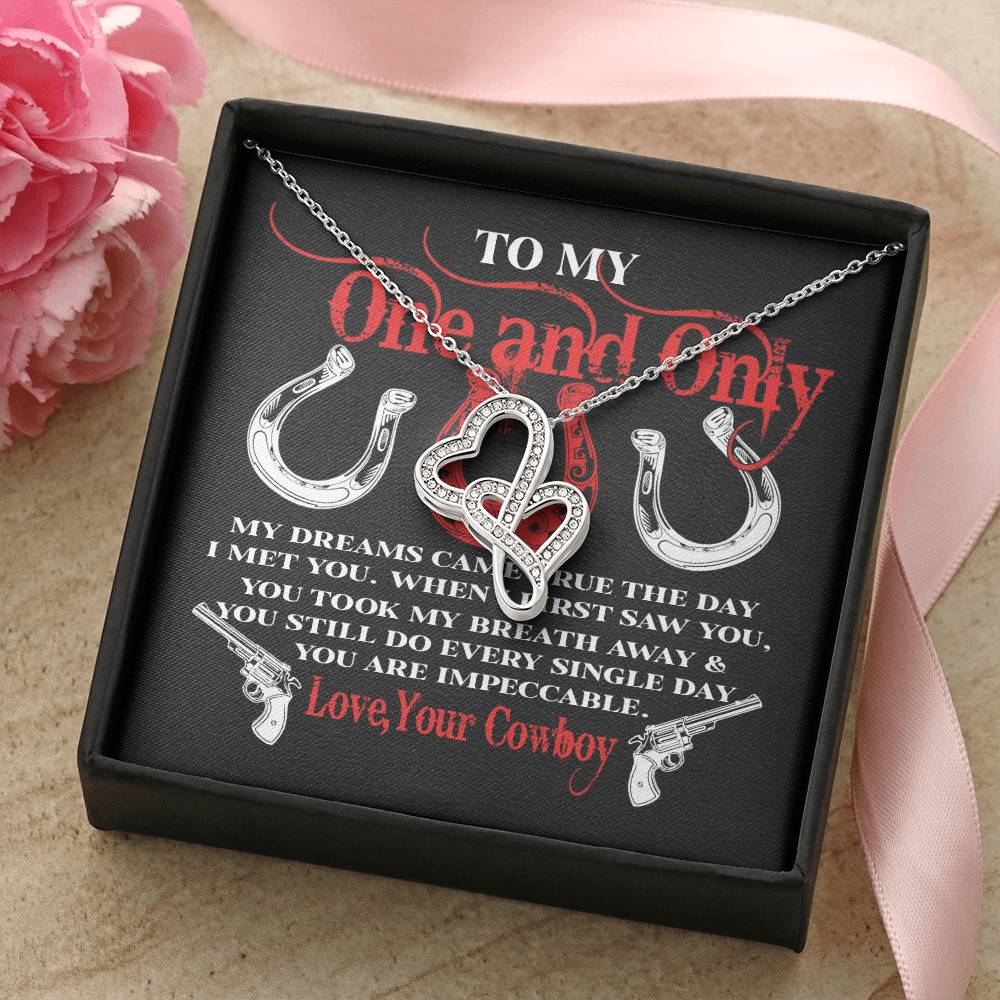 Gift For Her From Cowboy My Dreams Came True The Day I Met You Double Hearts Necklace