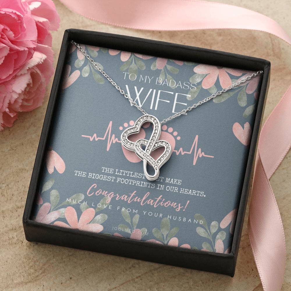 Gift For Pregnant Wife Mom To Be Gift New Mommy Necklace To Mommy To Be New Mom Jewelry Forever Love Necklace Ba Double Hearts Necklace