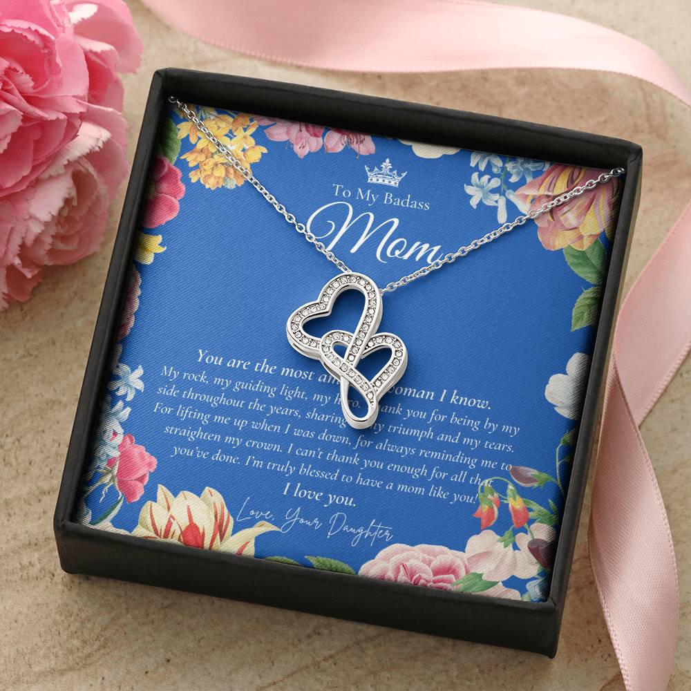 To My Badass Mom Necklace Badass Mom Gift Mother’S Day Gift Birthday Gift Gift From Daughter On Wedding Day Double Hearts Necklace