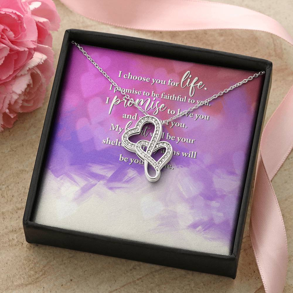 I Choose You For Life - Double Hearts Necklace