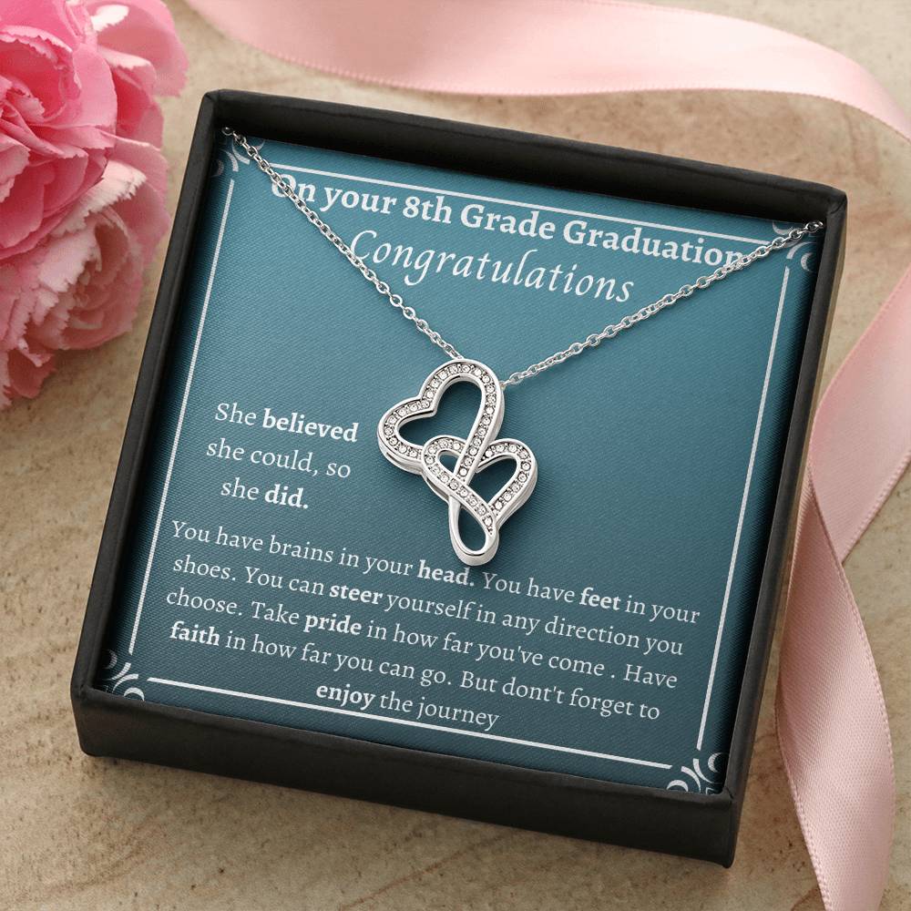 Double Heart 8Th Grade Graduation She Believed Double Hearts Necklace