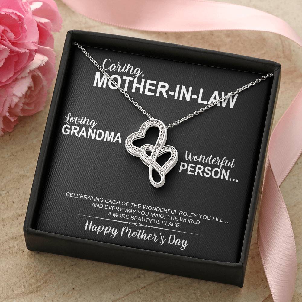 To My Caring Mother-In-Law - Elegant Necklace - Mil03 Double Hearts Necklace
