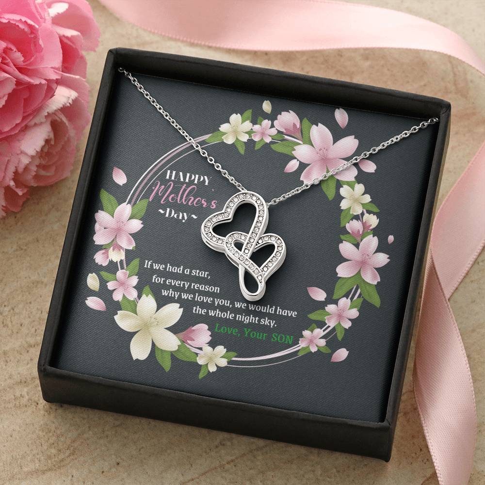 Happy Mother's Day Double Hearts Necklace