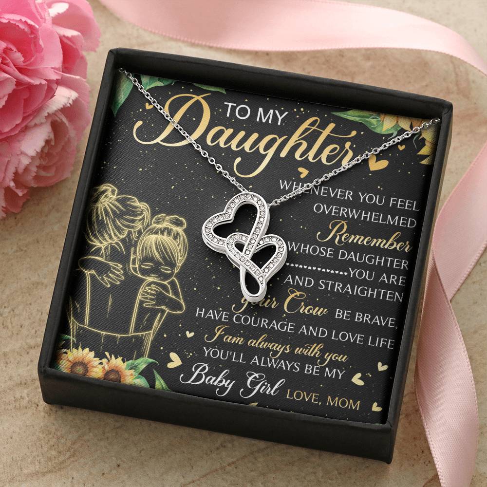 To Daughter From Dad 2 Double Heart Necklace Gift - Mother And Daughter Necklace - Mom Gift - Mother Jewelry - Daught 4 Double Hearts Necklace