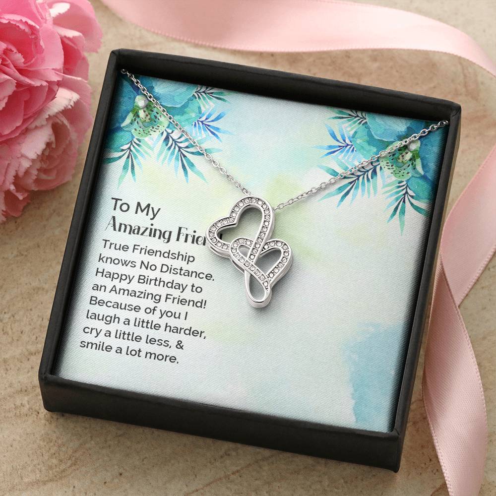 To My Amazing Friend - Double Hearts Necklace