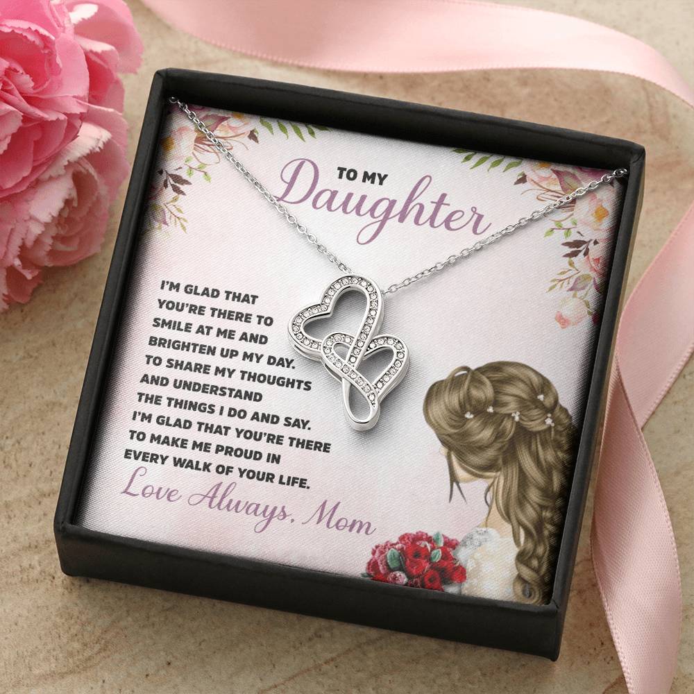 To My Daughter - Gift Double Hearts Necklace