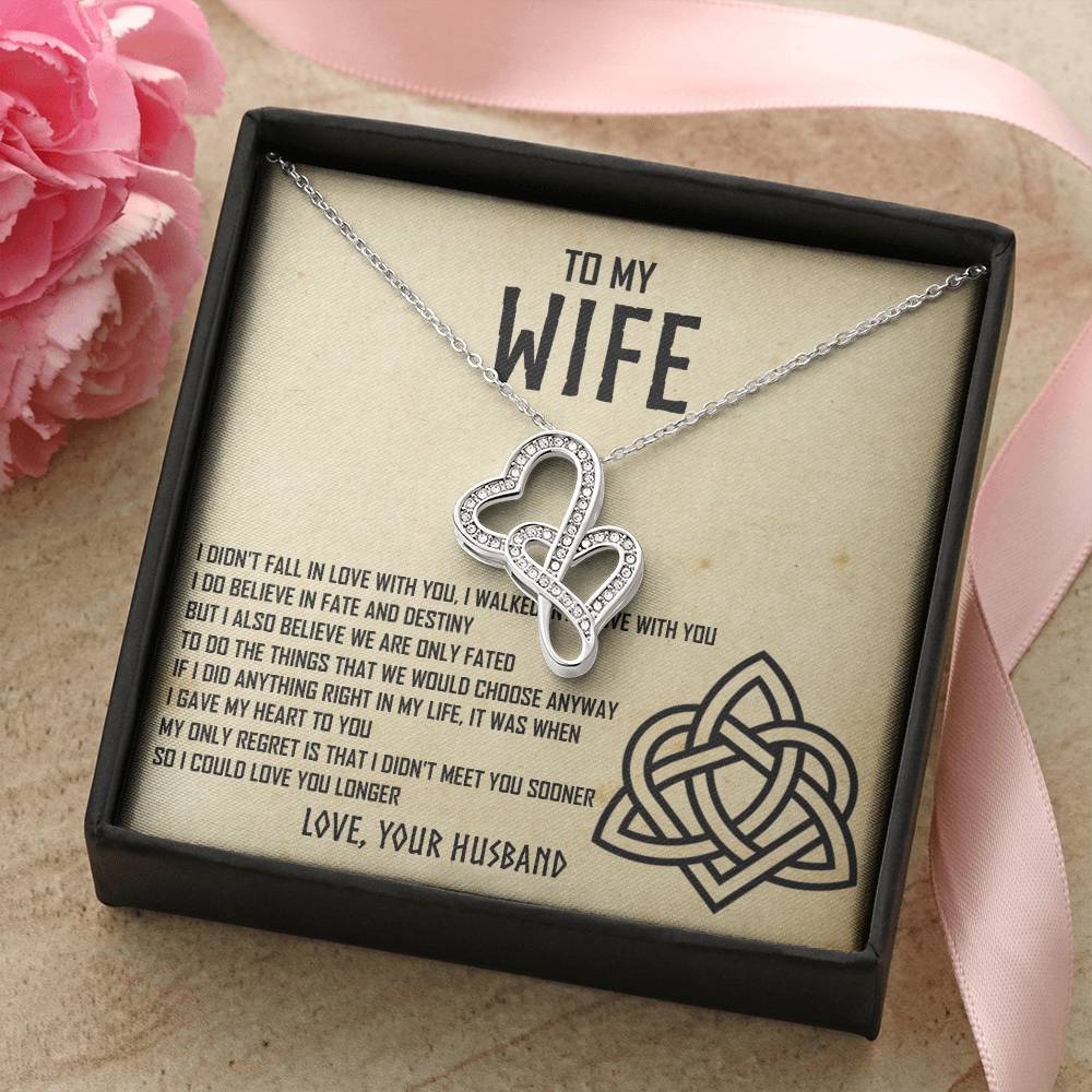 Necklace For Your Wife - An Eternal Love - Love Your Husband - To Wife From Husband Double Heart Necklace Gift Wedding Double Hearts Necklace