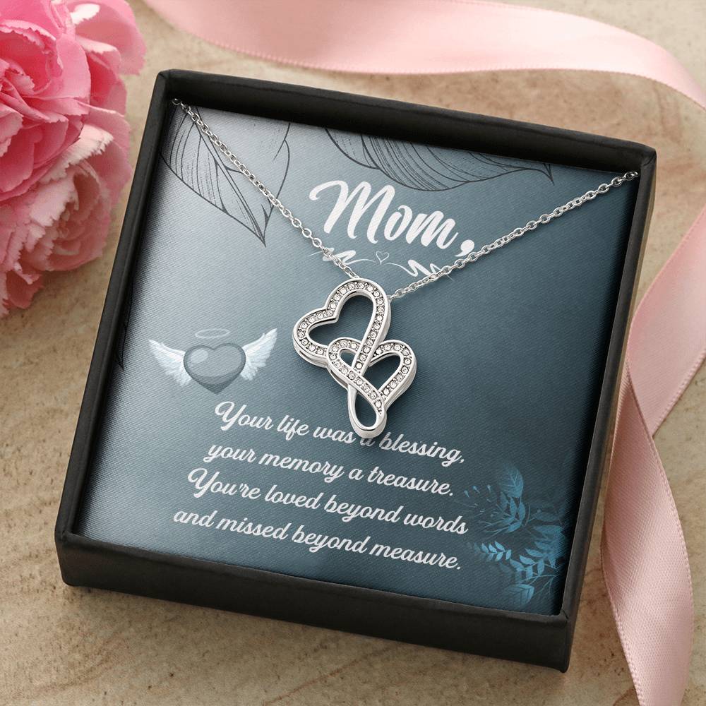 Mom Your Life Was A Blessing - Double Hearts Necklace