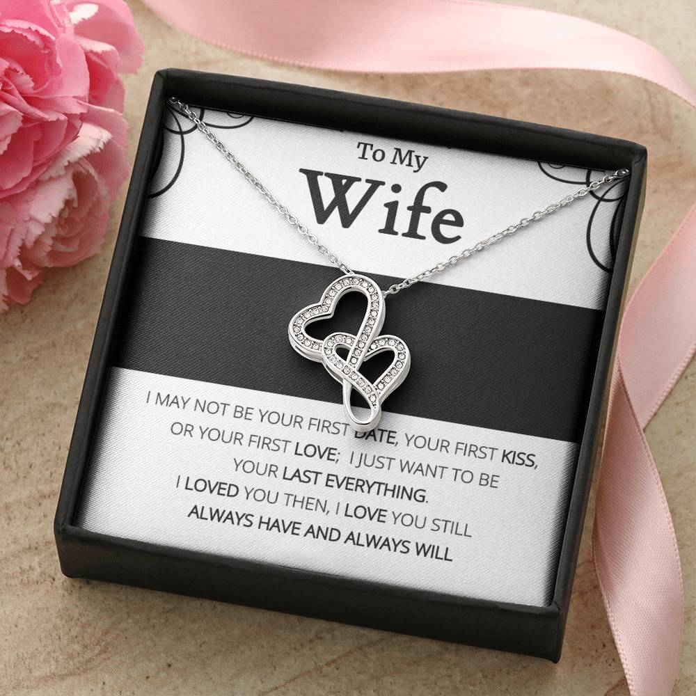 To My Wife - Always In Love Sparkling Double Hearts Necklace