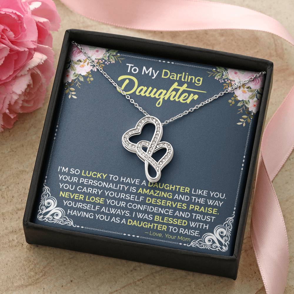 Mom To Daughter - Double Hearts Necklace