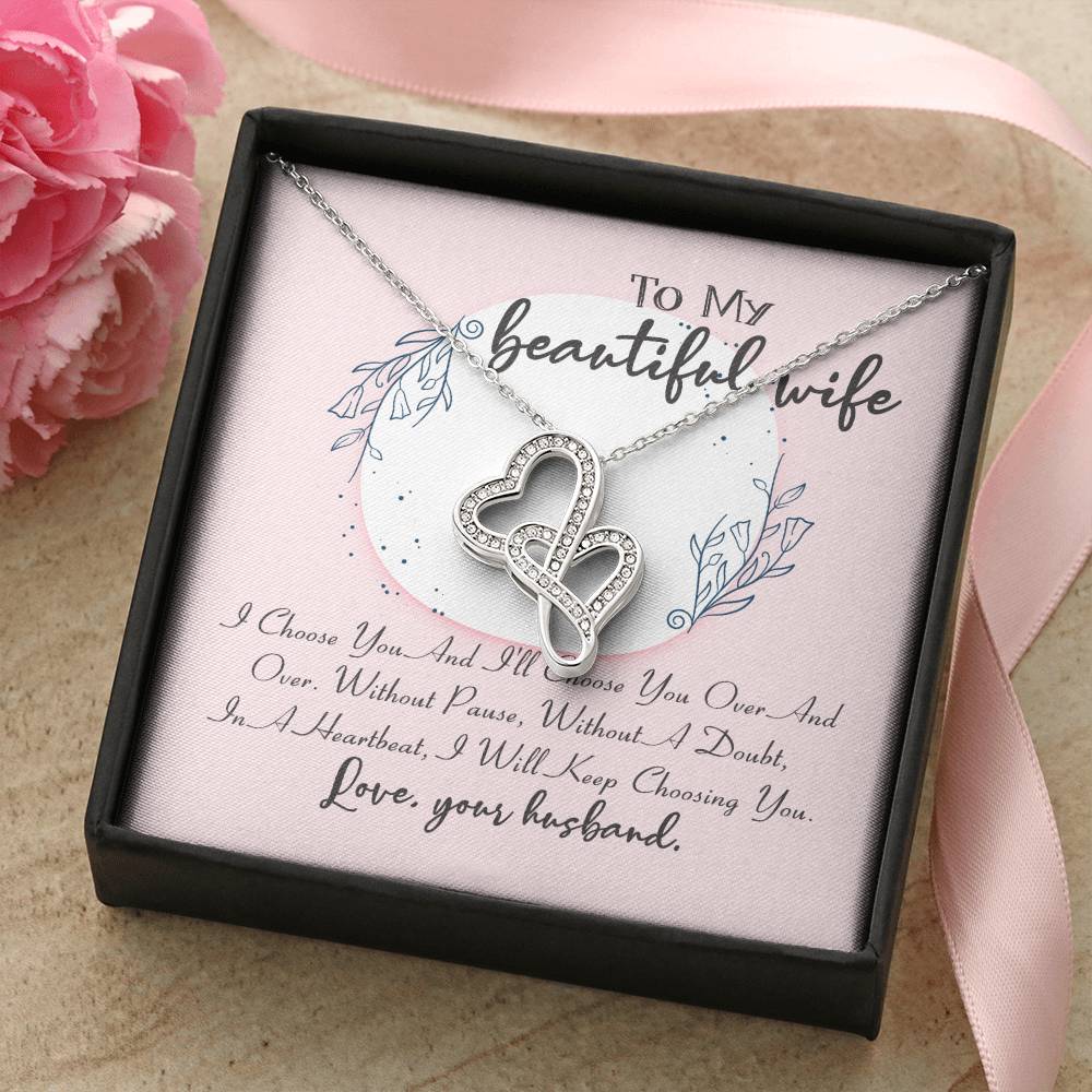 I Choose You I Will Keep Choosing You Anniversary - Interlocking Hearts Necklace Double Hearts Necklace