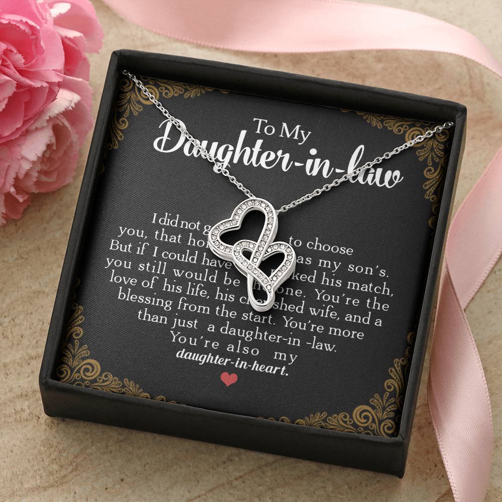 To My Daughter-In-Law You're Also My Daughter In Heart Double Hearts Necklace