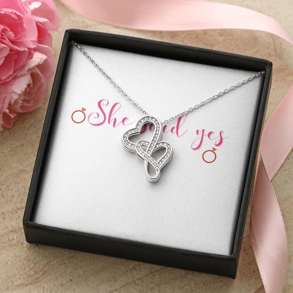 She Said Yes Double Hearts Necklace