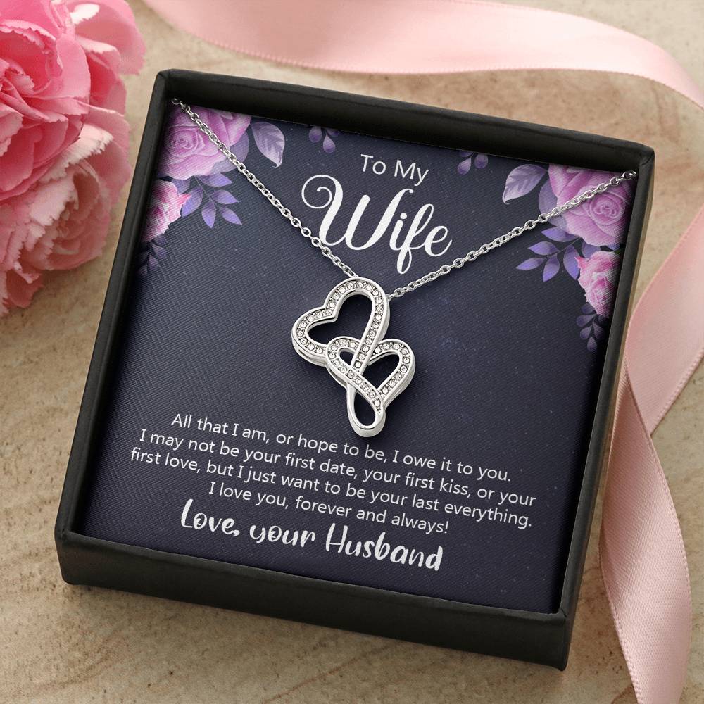 To My Wife - I Love You Forever And Always - Double Hearts Necklace