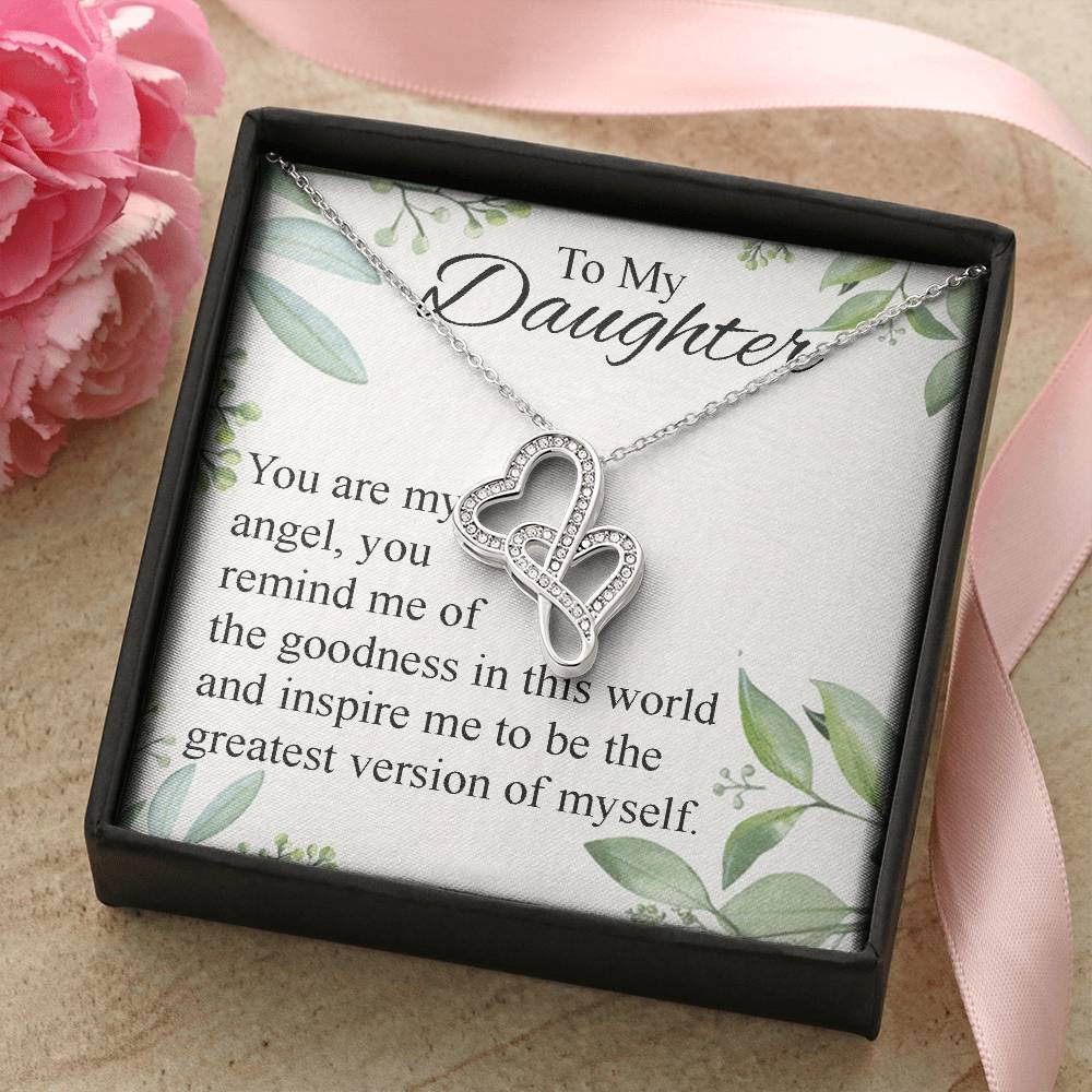 To Daughter From Dad 2 Double Heart Necklace Gift - Mother And Daughter Necklace - Mom Gift - Mother Jewelry - Daught 1 Double Hearts Necklace