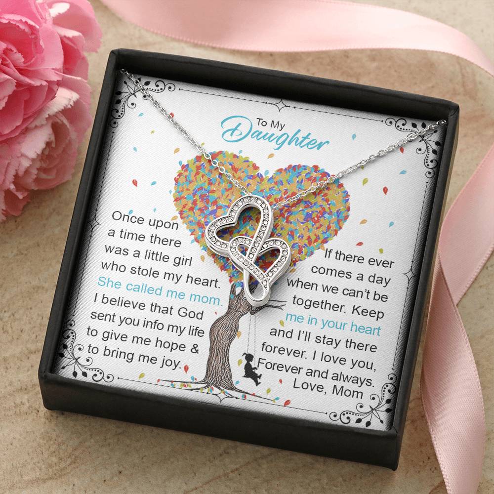 To My Daughter 1 Double Hearts Necklace