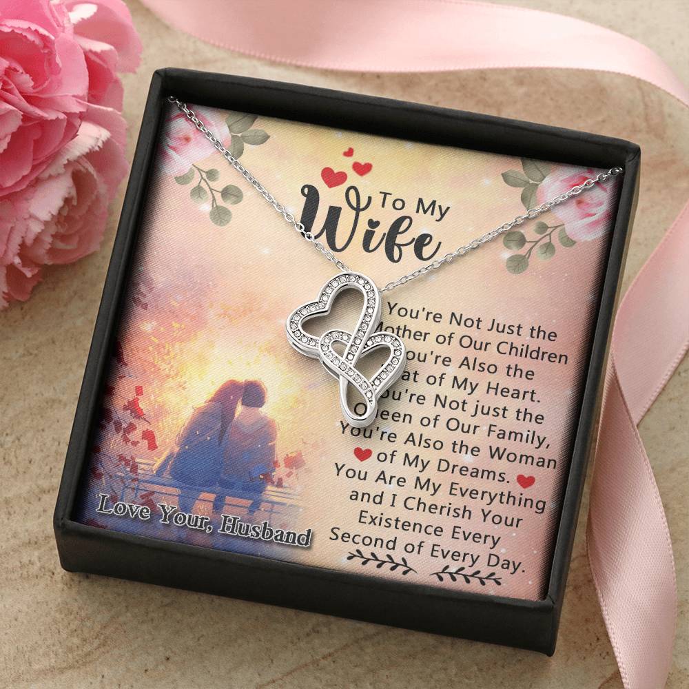 Gift For Her - Anniversary Gift For Wife - Birthday Love Knot Necklace For Wife - Birthday Gift For Wife Gift For Wif Double Hearts Necklace