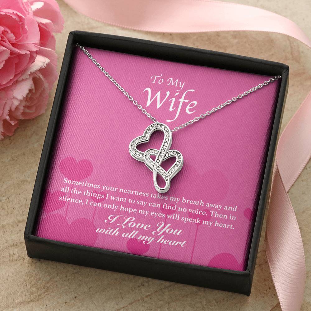 To My Wife - You Take My Breath Away - Double Hearts Necklace