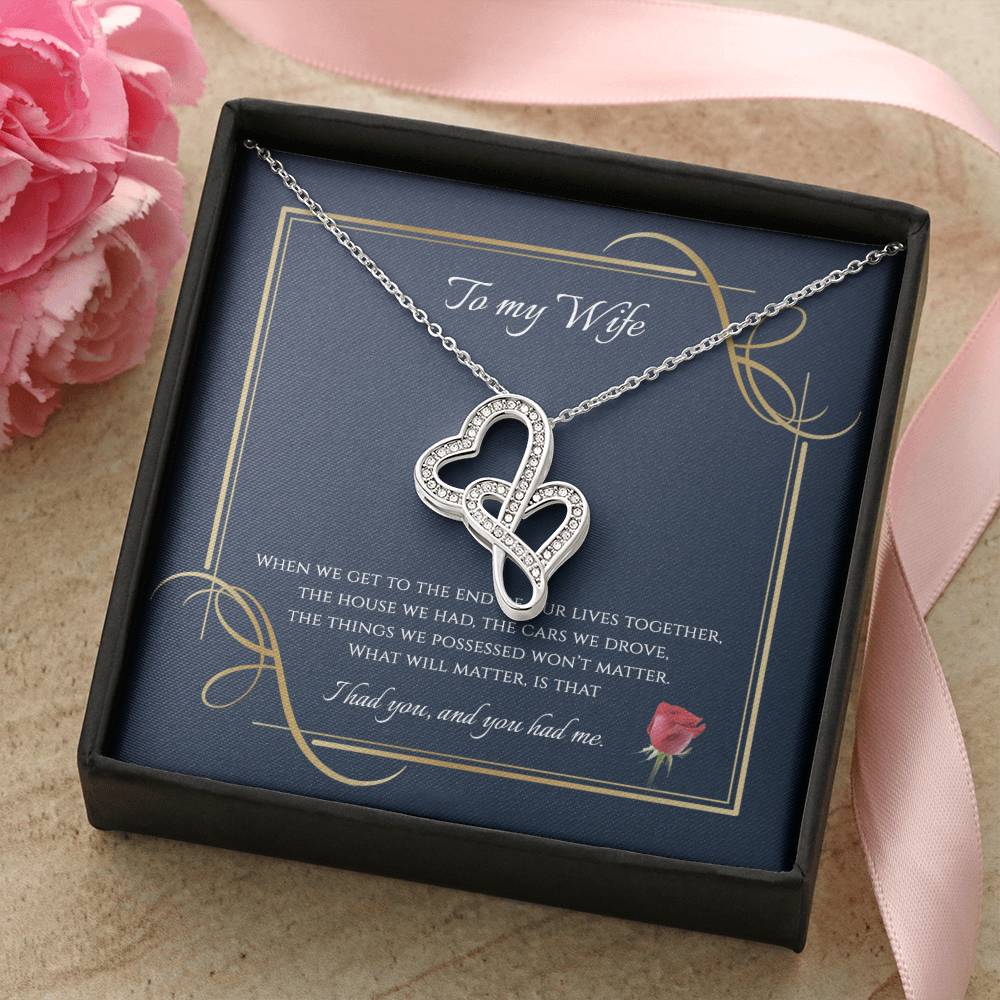 To My Wife 1 Double Hearts Necklace