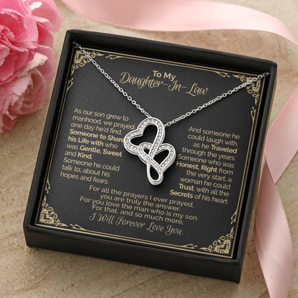 A Gift For Daughter In Law - You Are Truly The Answer Double Hearts Necklace