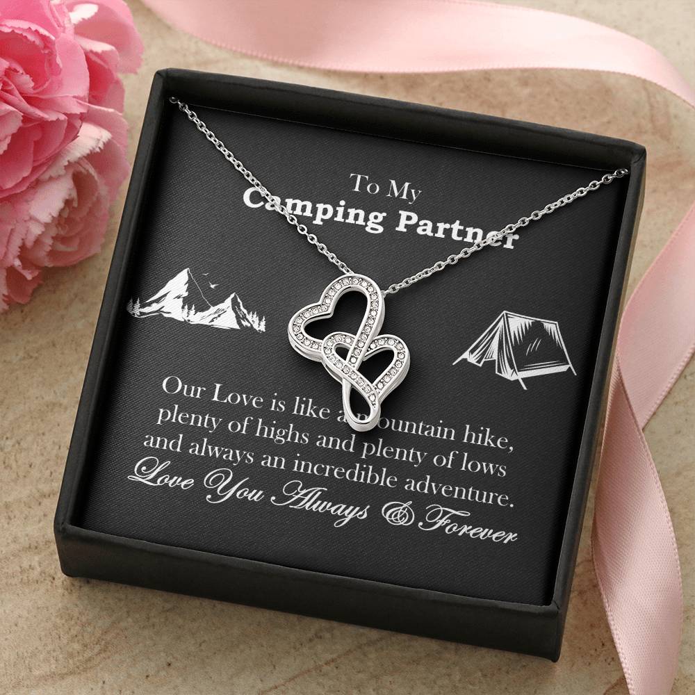 Camping Partner Double Hearts Necklace