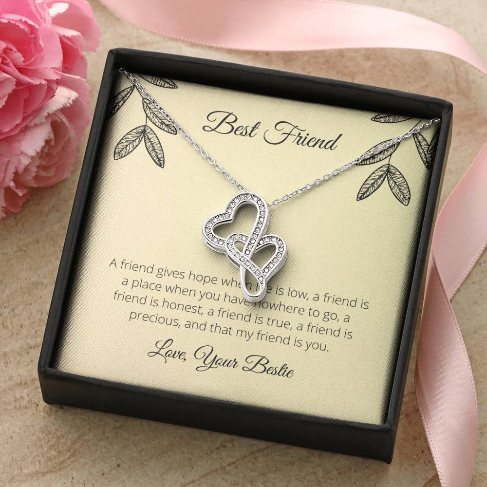 A Friend Gives Hope When Life Is Low Double Hearts Necklace