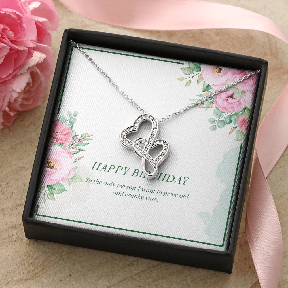Happy Birthday Wife- Double Hearts Necklace