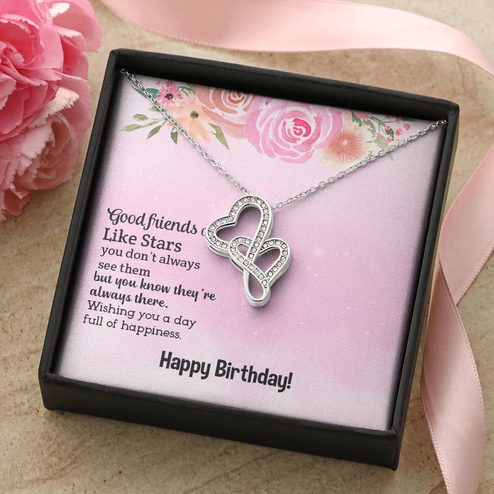 Good Friends Are Like Stars - Birthday Gift For Friend - Double Hearts Necklace