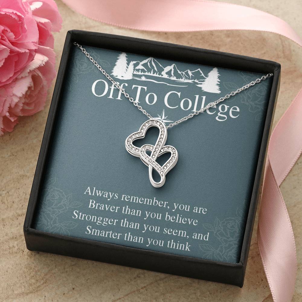 Graduation Gift Necklace For Girls - Graduate Gift Jewelry - College - High School - Elementary School - Senior Gradu 1 Double Hearts Necklace