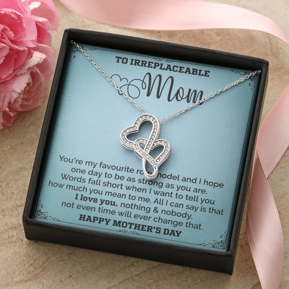 Mom Is My Favourite Role Modle - - Mothers Day Double Hearts Necklace