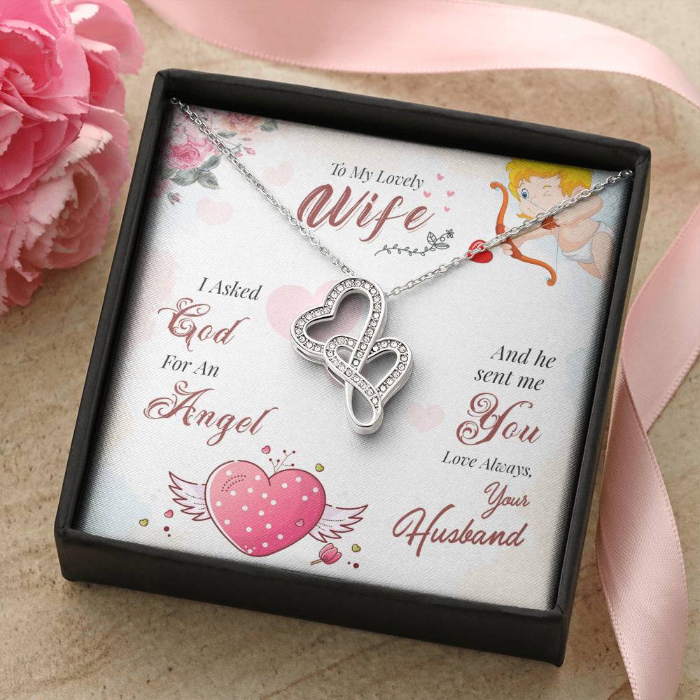 To My Lovely Wife - Love Always Your Husband - Double Hearts Necklace